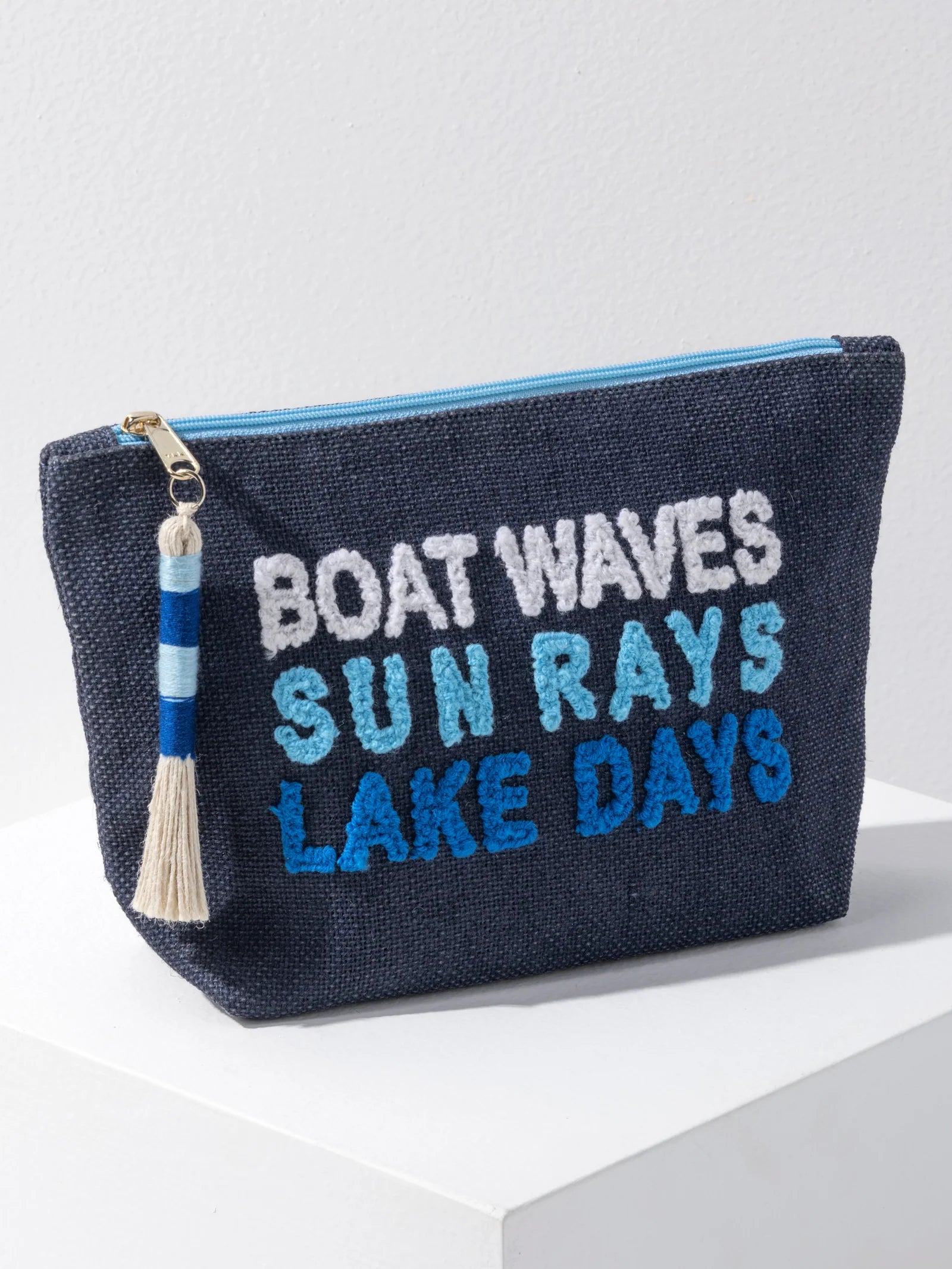 Navy "Lake Days" Zip Pouch