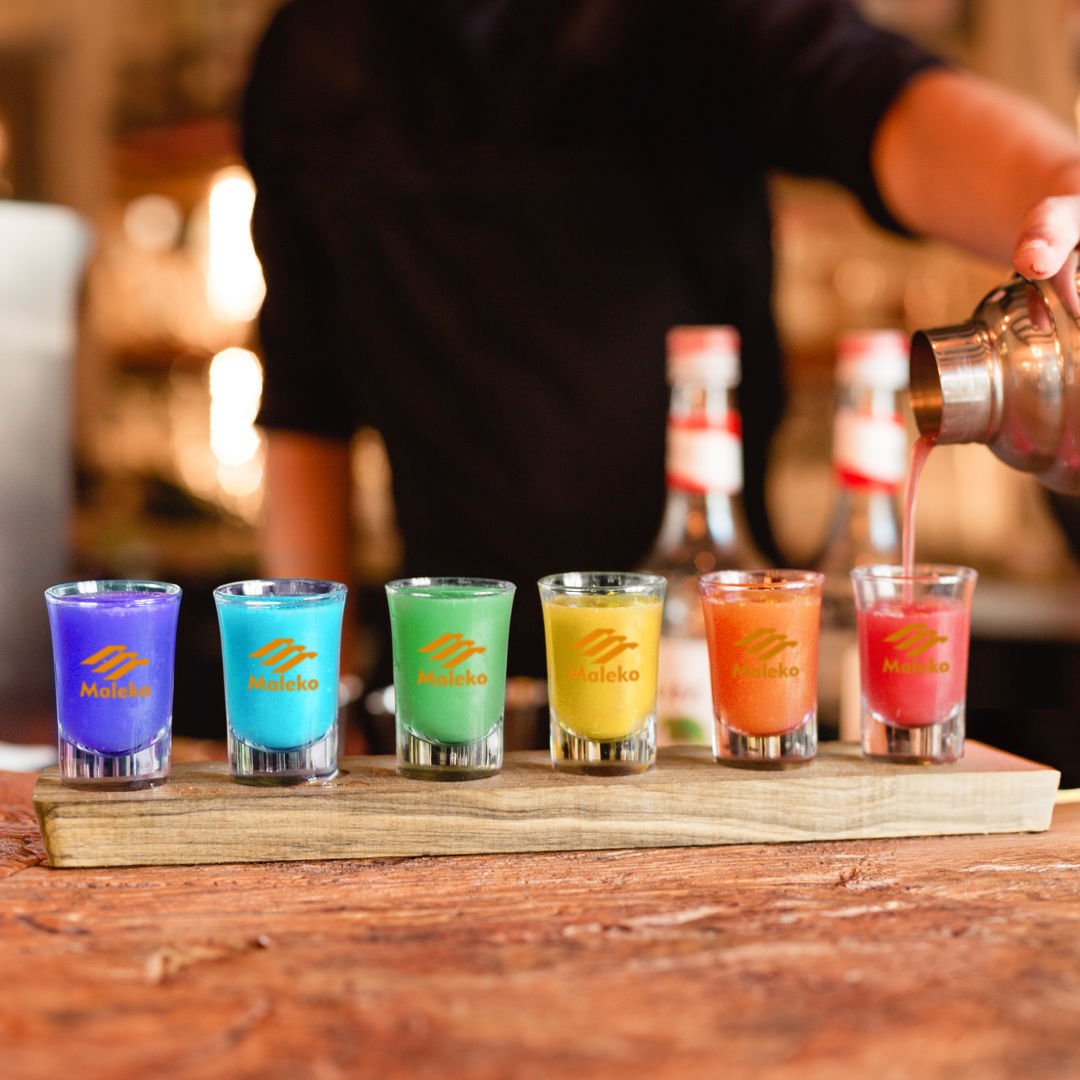 Custom Shot Glasses On Acacia Wood Set