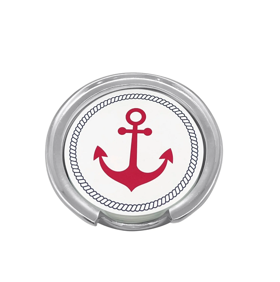 Red Anchor & Nautical Knots Signature Coaster Set