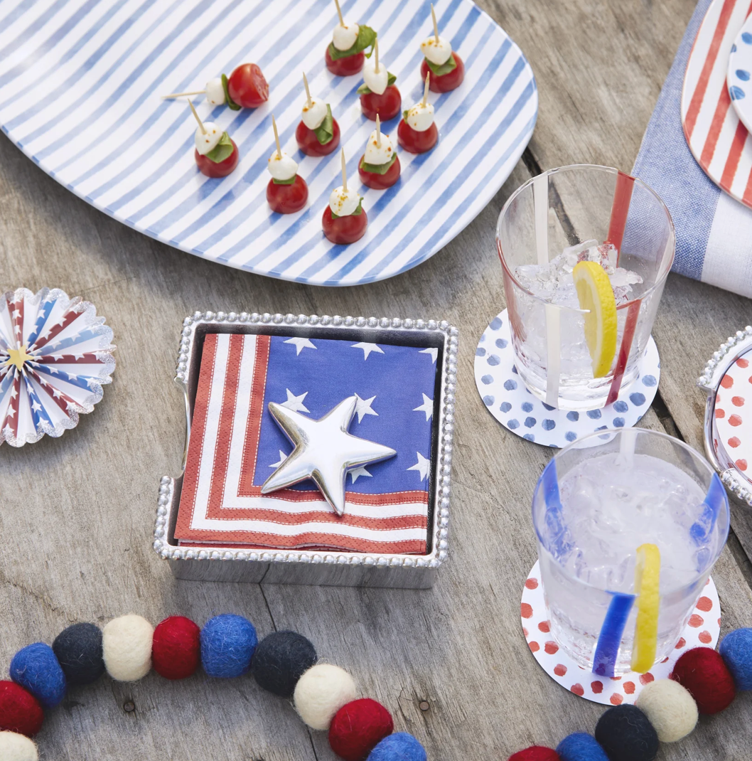 Stars & Stripes Star Beaded Napkin Box Set