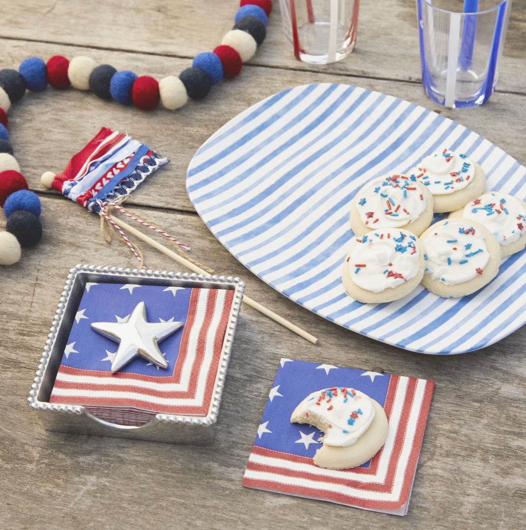 Stars & Stripes Star Beaded Napkin Box Set