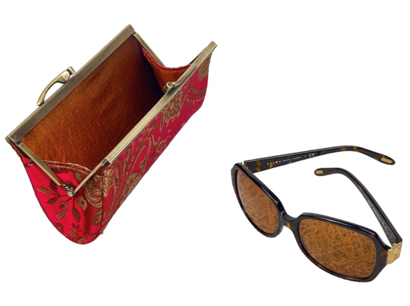 Floral Eyeglasses Case with Kiss Clasp Closure