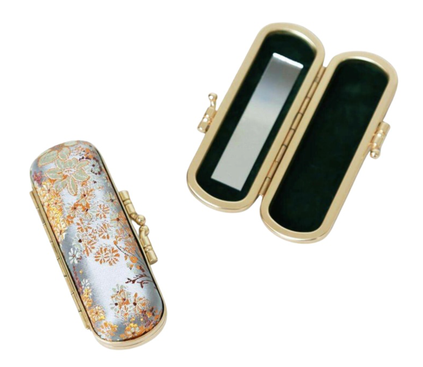 Small Floral Brocade Lipstick Holder with Mirror