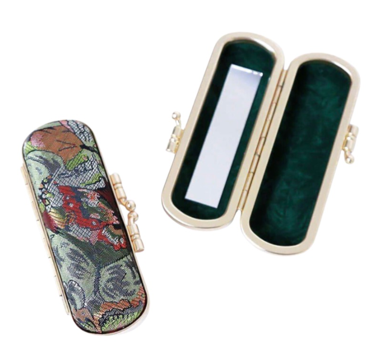 Floral Brocade Lipstick Case/ Holder with Mirror