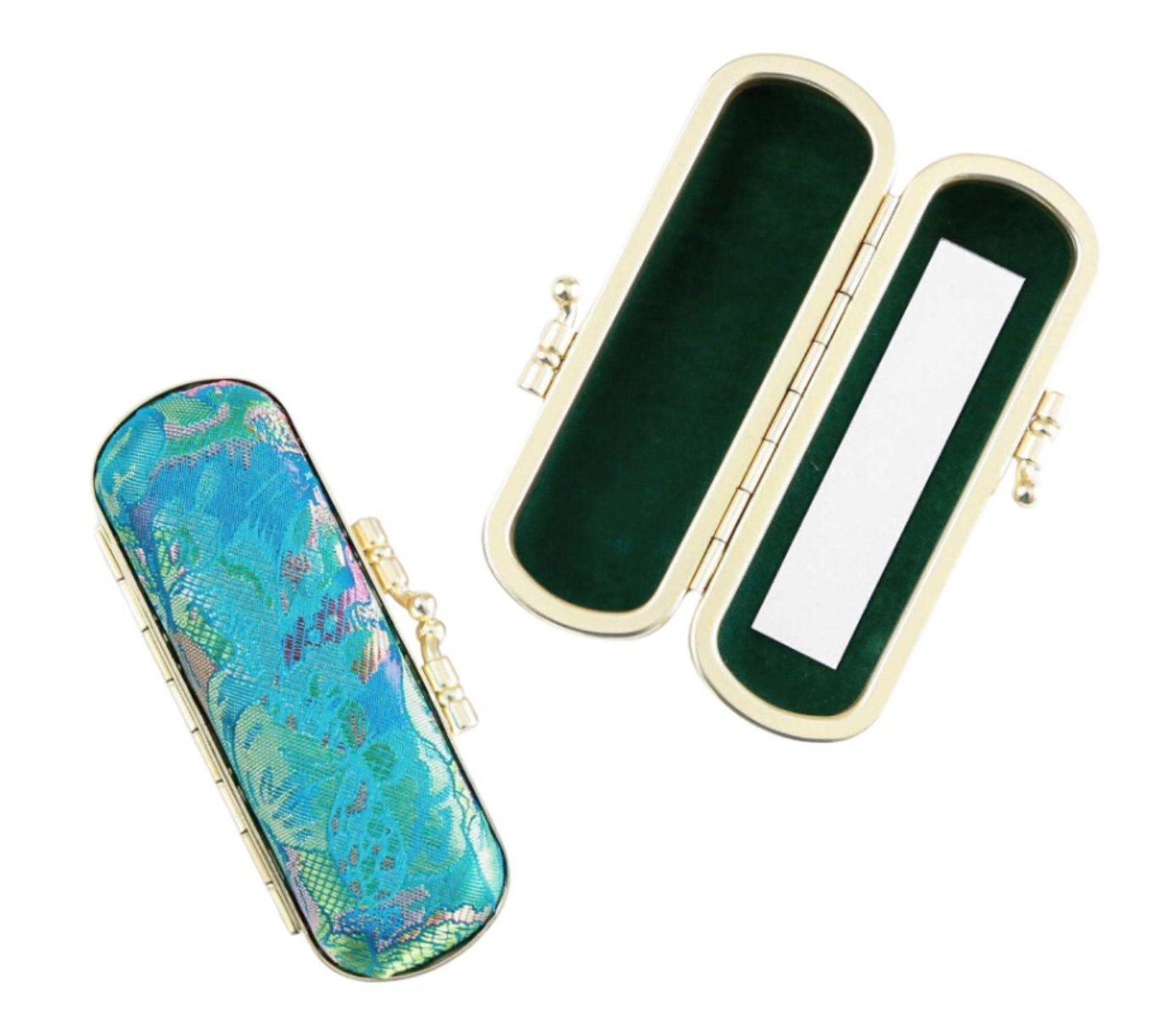 Floral Brocade Lipstick Case/ Holder with Mirror