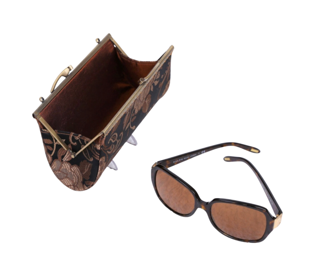 Floral Eyeglasses Case with Kiss Clasp Closure