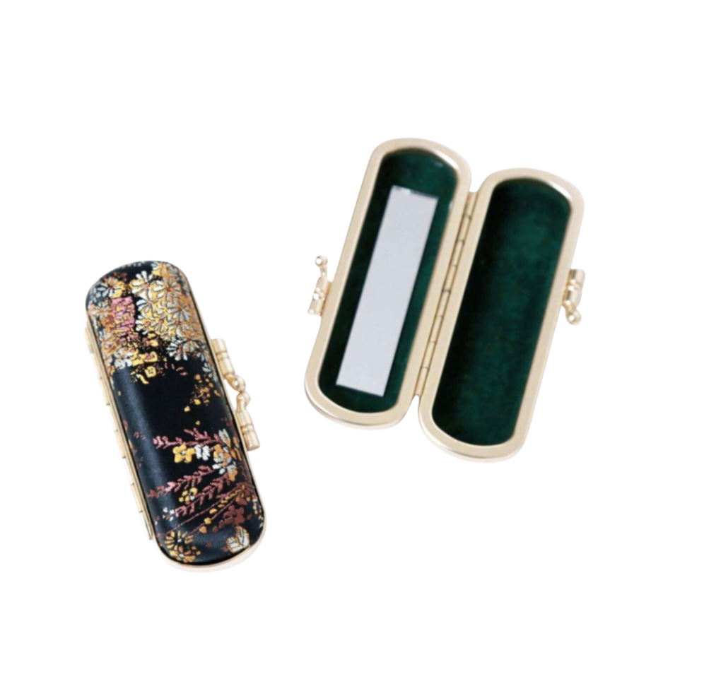 Small Floral Brocade Lipstick Holder with Mirror