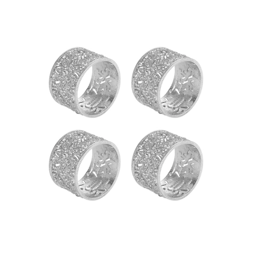 Silver Windsor Napkin Rings - Silver (Set of 4)