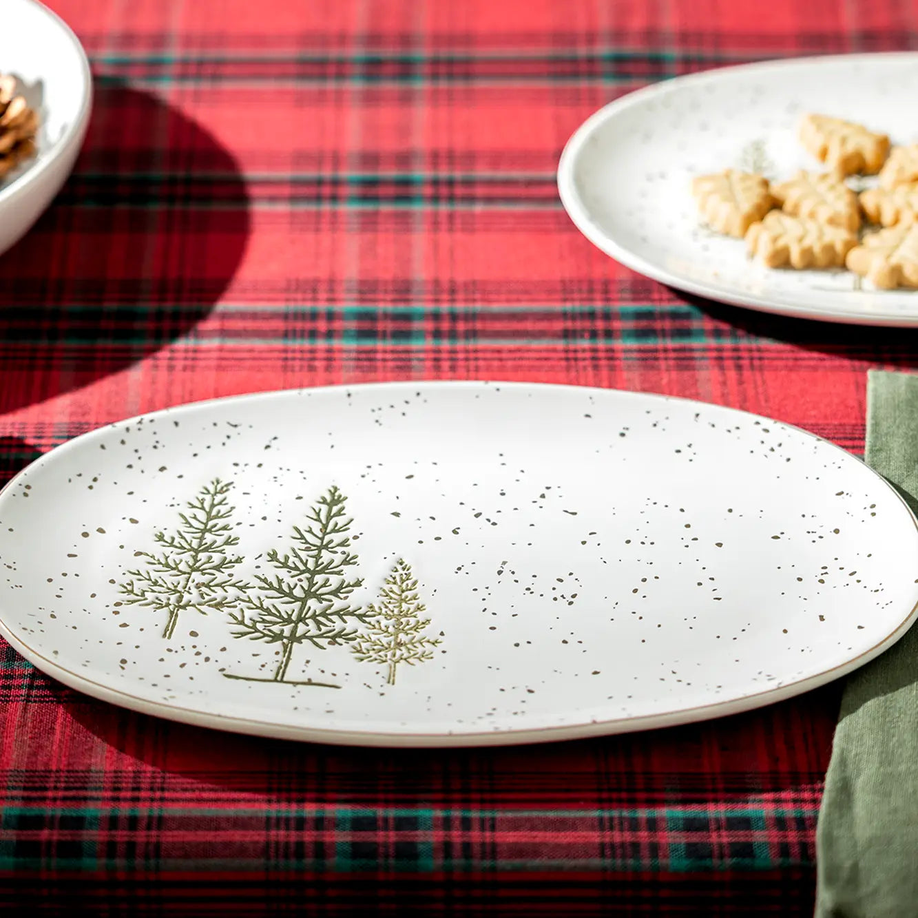 Winter Pine Trees Oval Platter