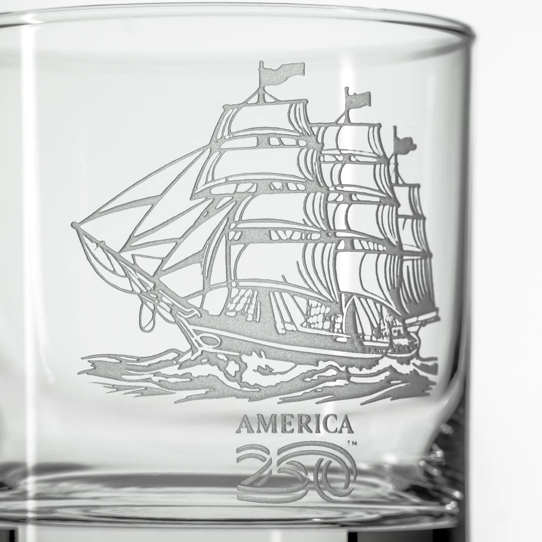 America250™ Tall Ship 10oz On the Rocks Whiskey Glass