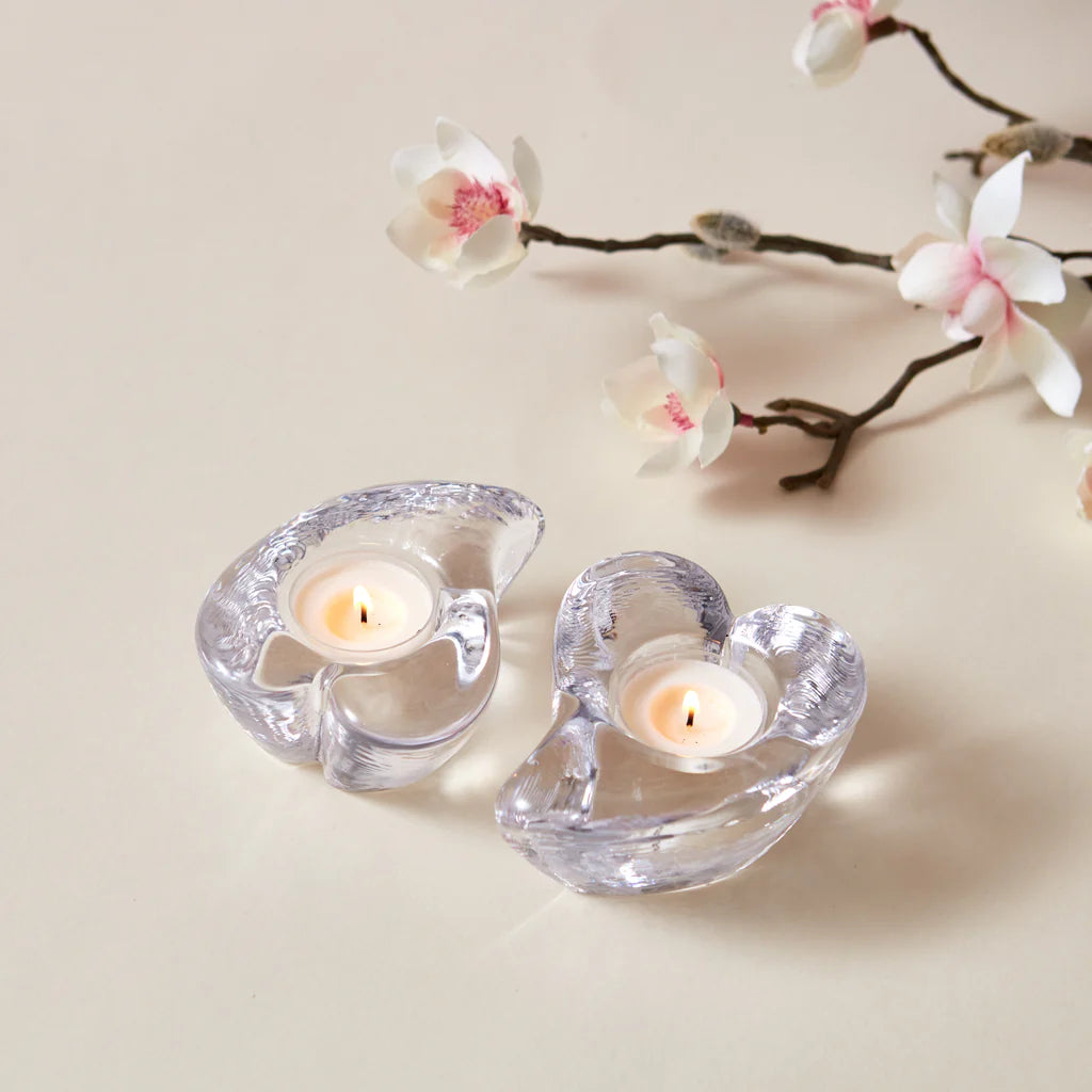 Simon Pearce Twist Heart Tealights Set