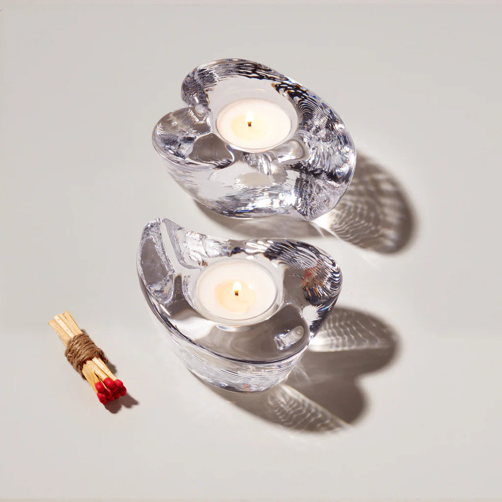 Simon Pearce Twist Heart Tealights Set