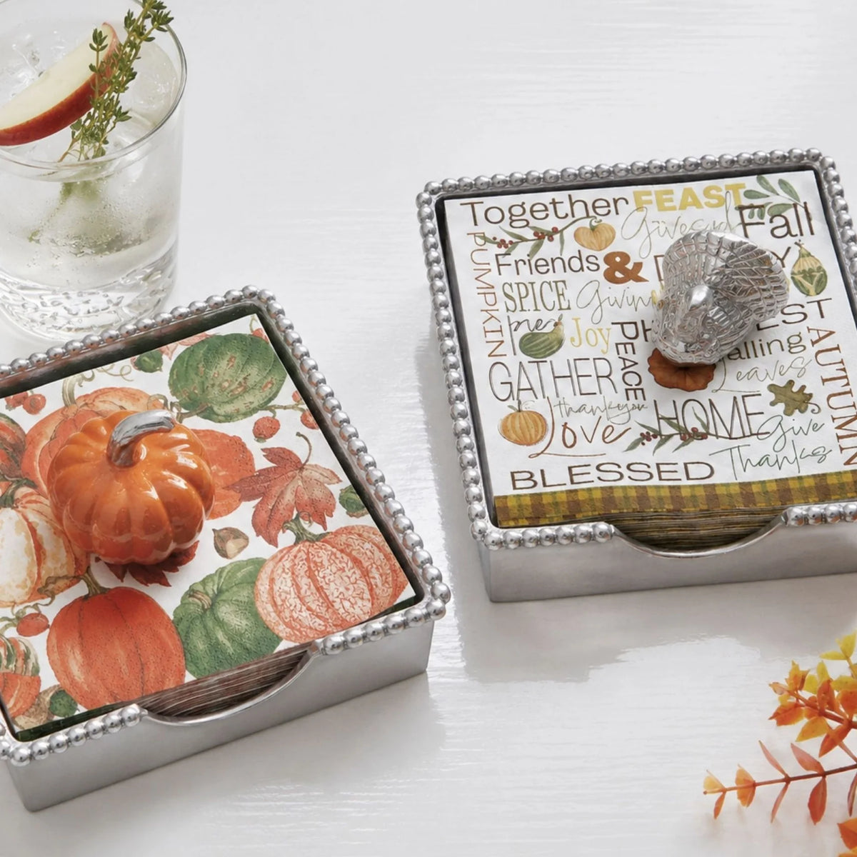 Mariposa Turkey Beaded Napkin Box Set