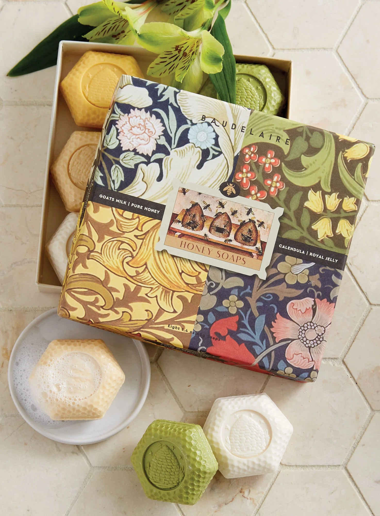 Mariposa Beaded Tray & Honey Soap Set