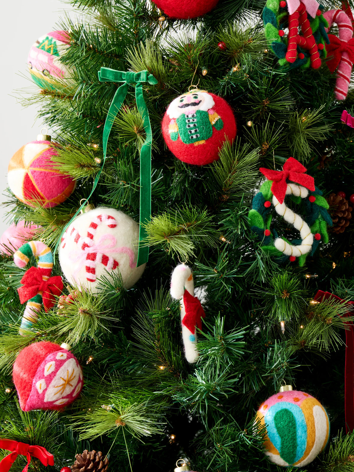 Shiraleah Assorted Wool Candy Cane Ornament Set