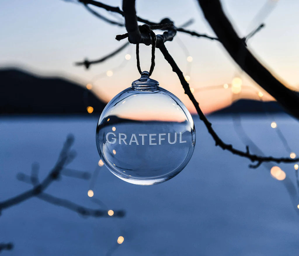 Round Glass Ornament - GRATEFUL