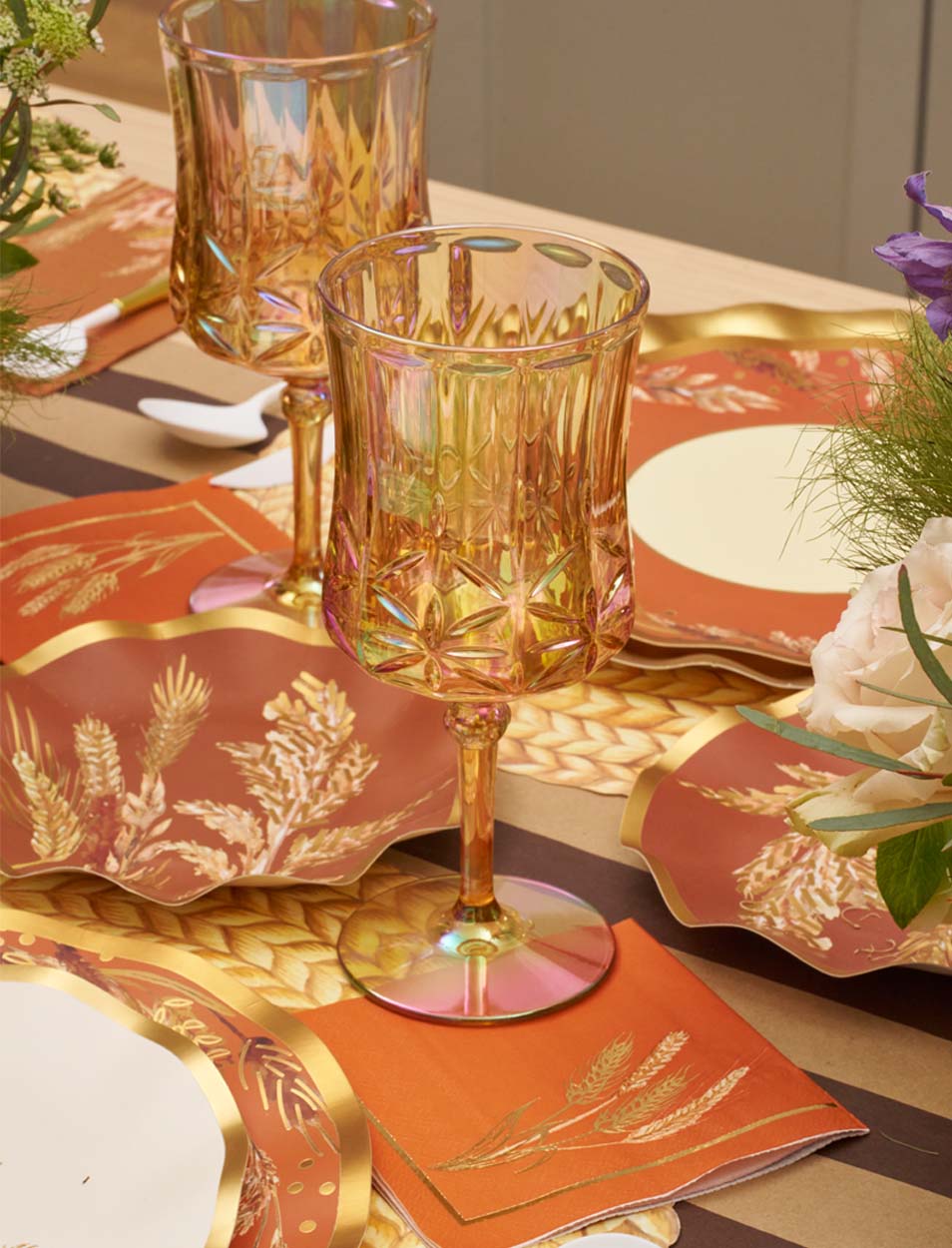 Thanksgiving Themed Cocktail Napkins with Ceramic Tray