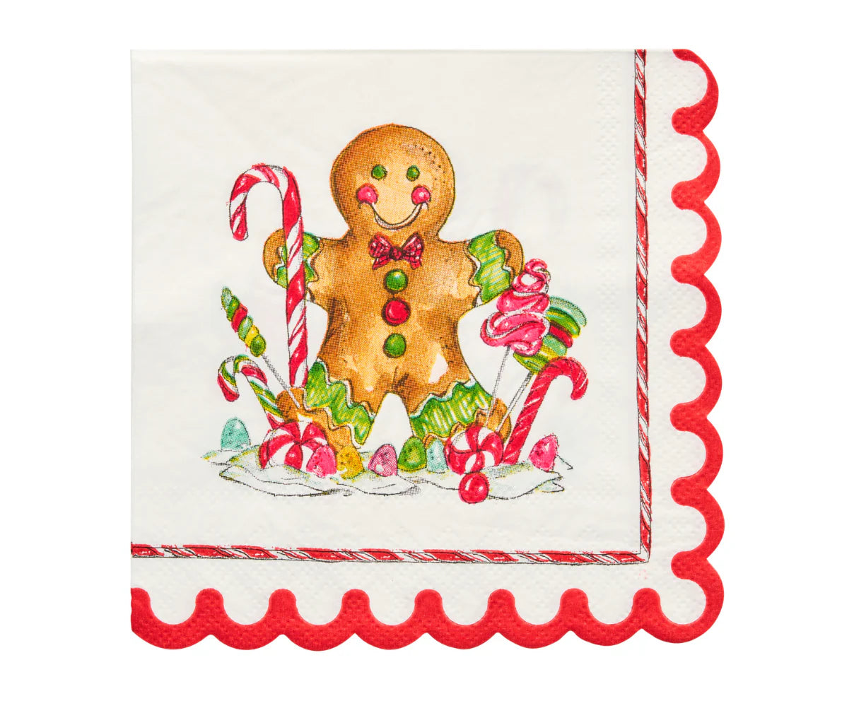 Holiday Cocktail Napkins & Ceramic Tray Set
