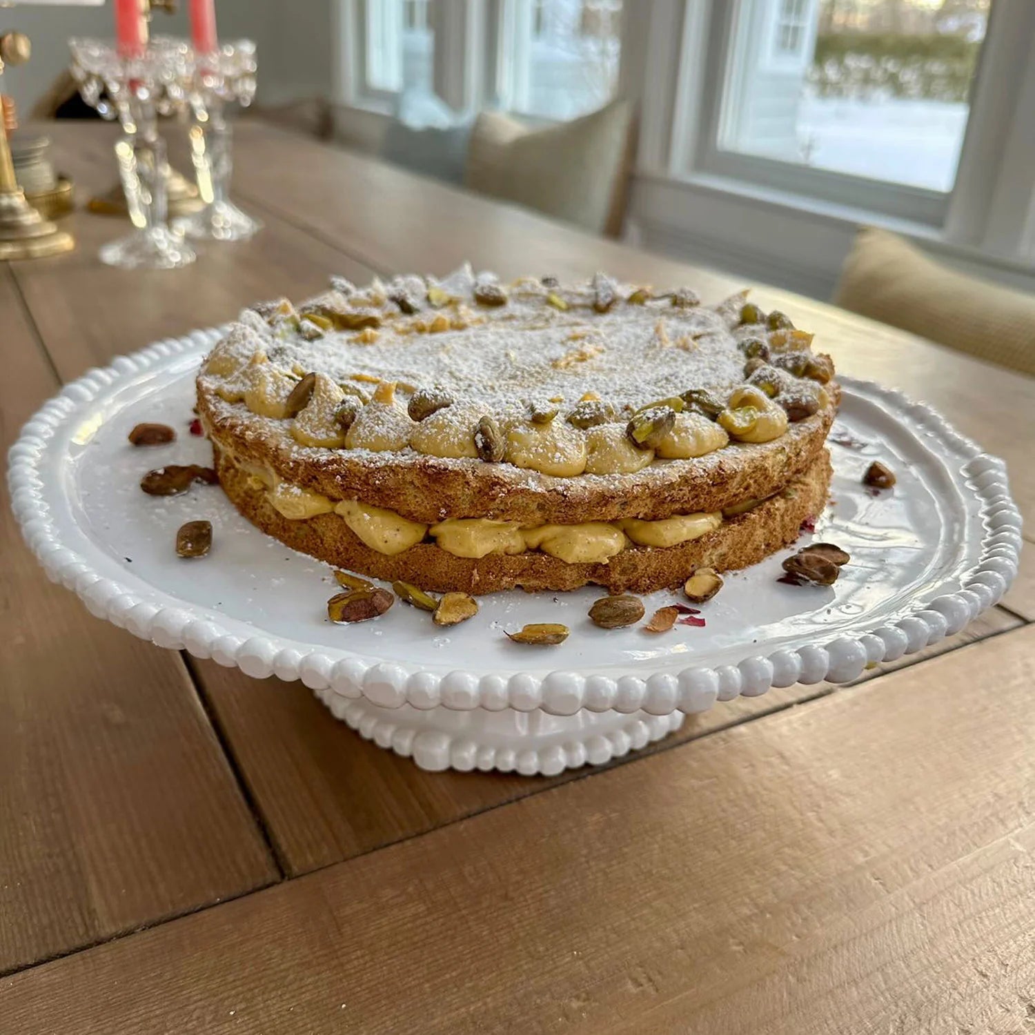 White Vida Alegria Pedestal Cake Plate