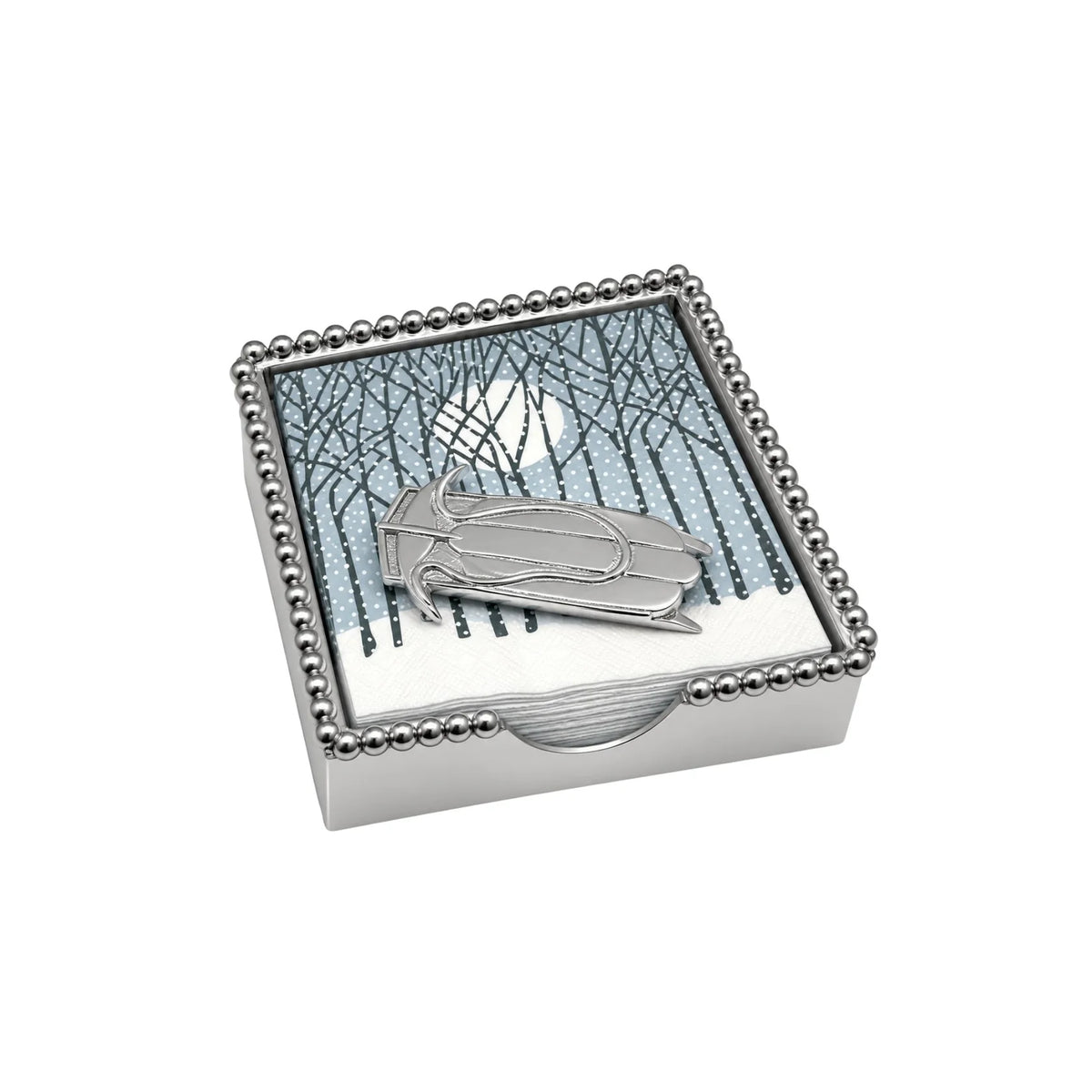 Mariposa Double Runner Sled Beaded Napkin Box Set