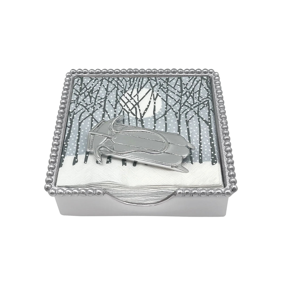 Mariposa Double Runner Sled Beaded Napkin Box Set