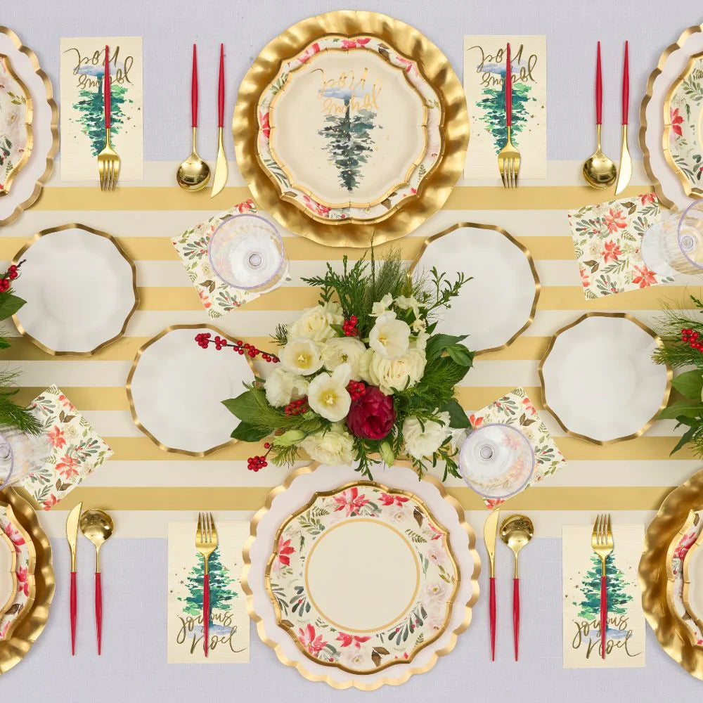 Holiday Cocktail Napkins & Ceramic Tray Set