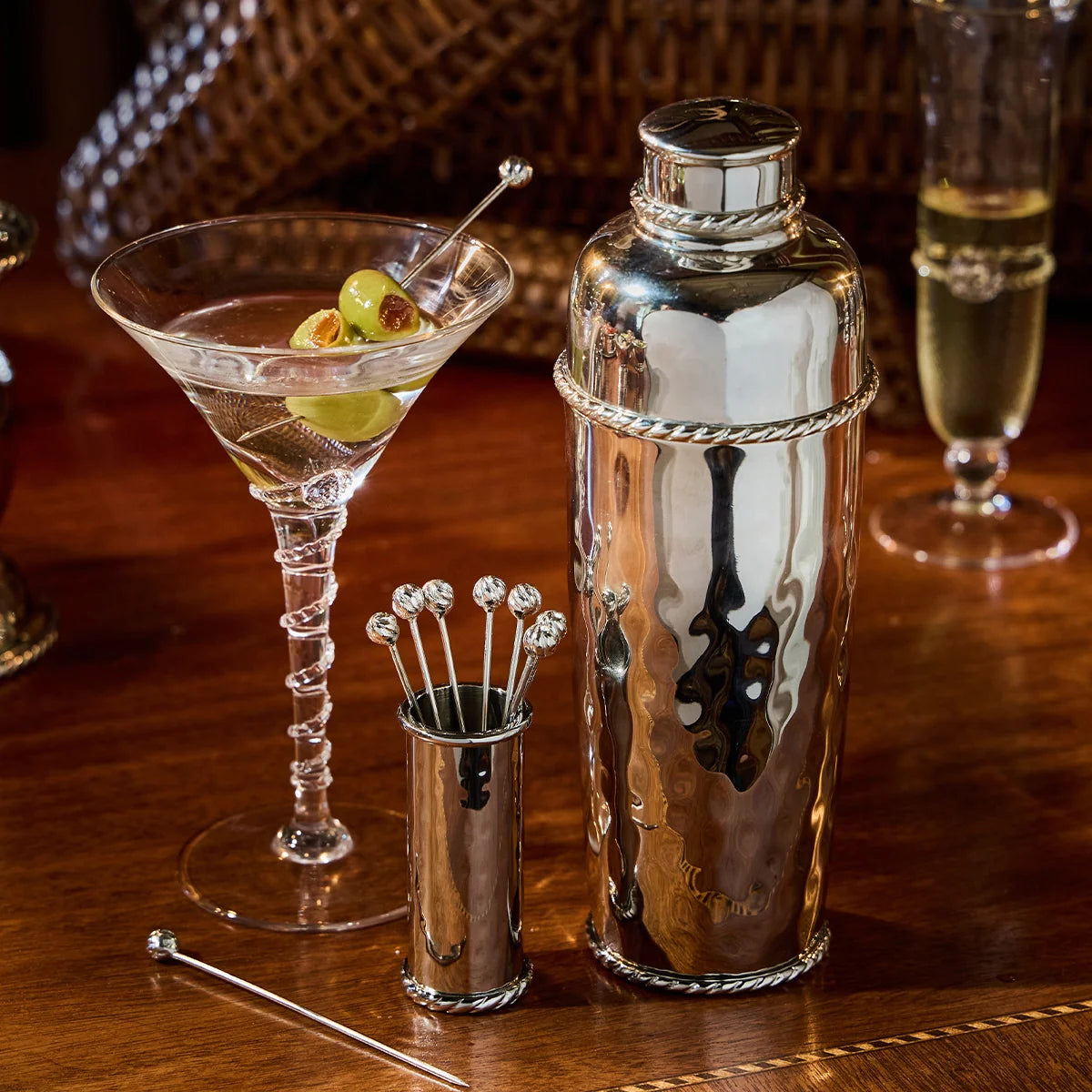 Graham Stainless Steel Cocktail Picks & Holder