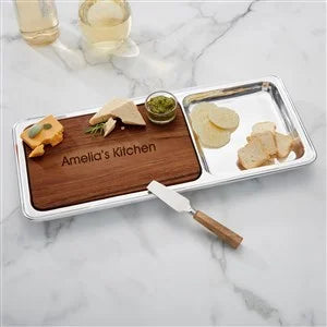 Cheese and Cracker Server with Dark Wood Insert