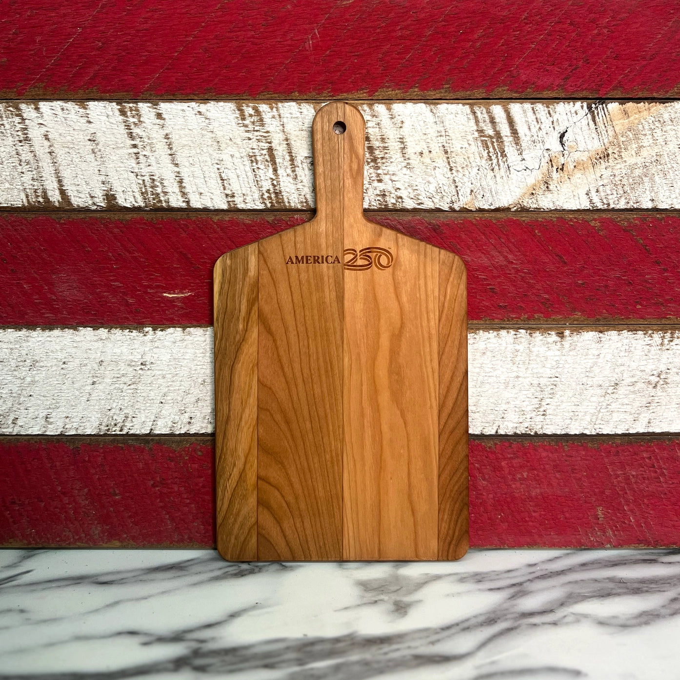 America 250 Cherry Wood Cheese Board & Artisan Charcuterie Set