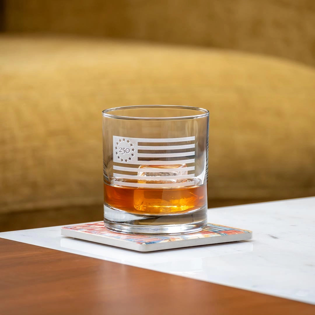 America250™ Betsy Ross Flag 10oz On the Rocks Whiskey Glass