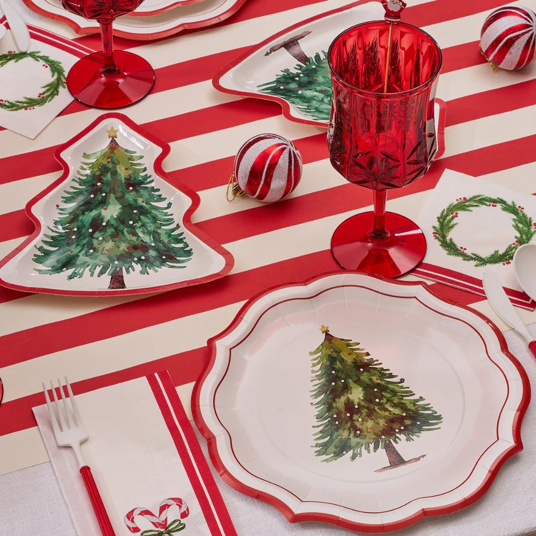 Holiday Cocktail Napkins & Ceramic Tray Set