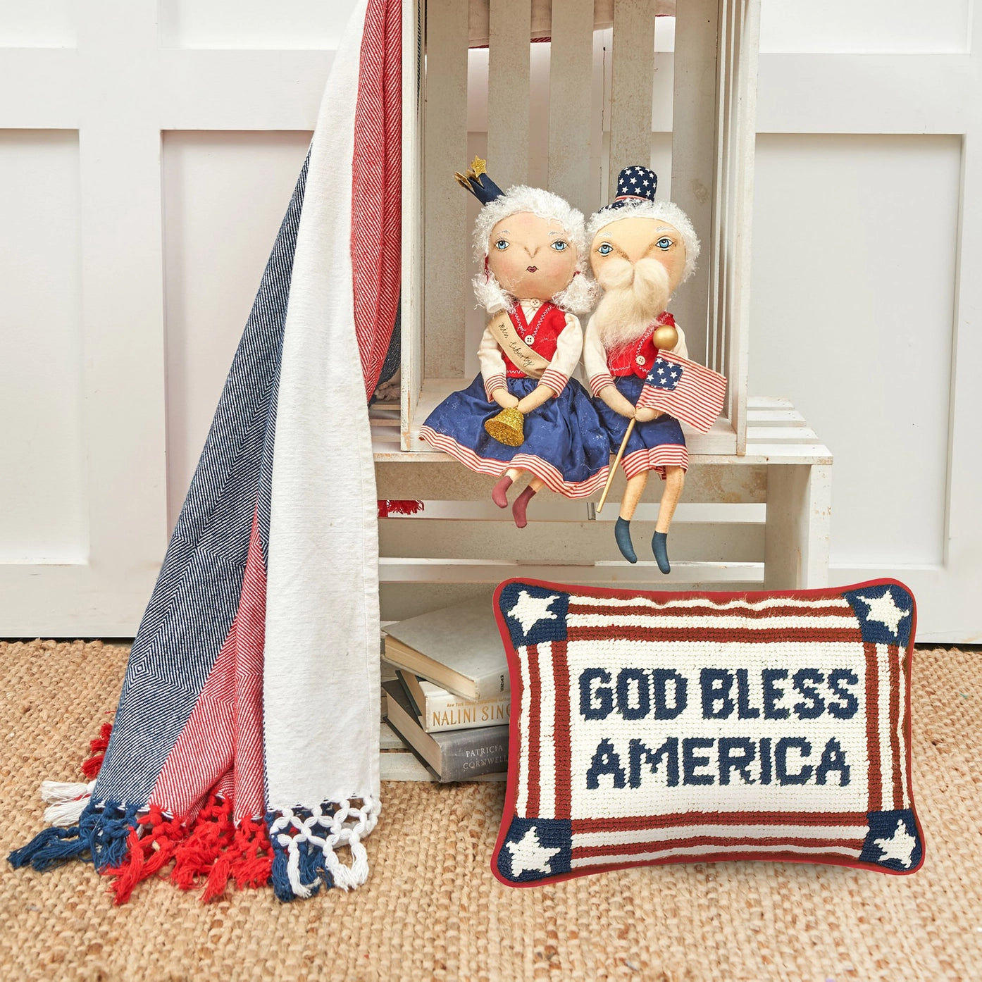 Sale Patriotic God Bless America 4th of July Throw Pillow