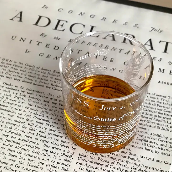 Declaration of Independence Whisky Glass & Leather Coaster Set