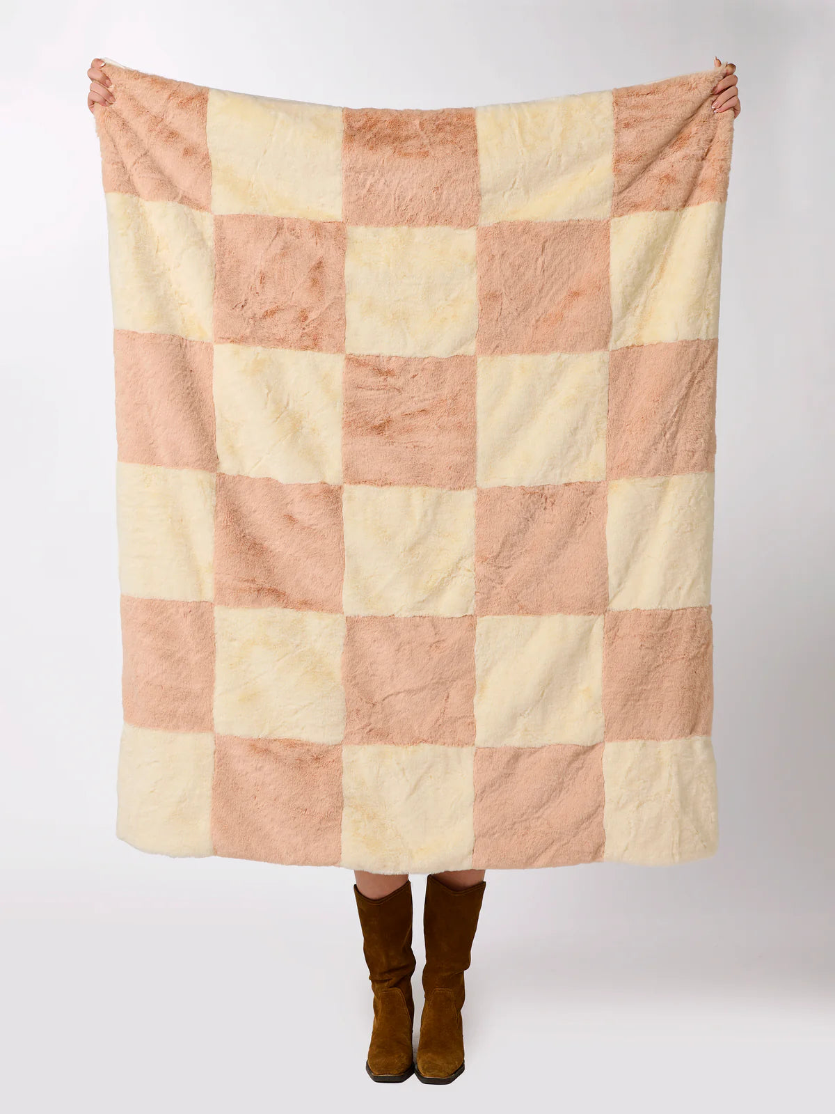 Check Faux Fur Throw