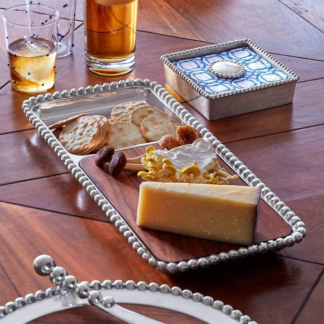 Cheese and Cracker Server with Dark Wood Insert