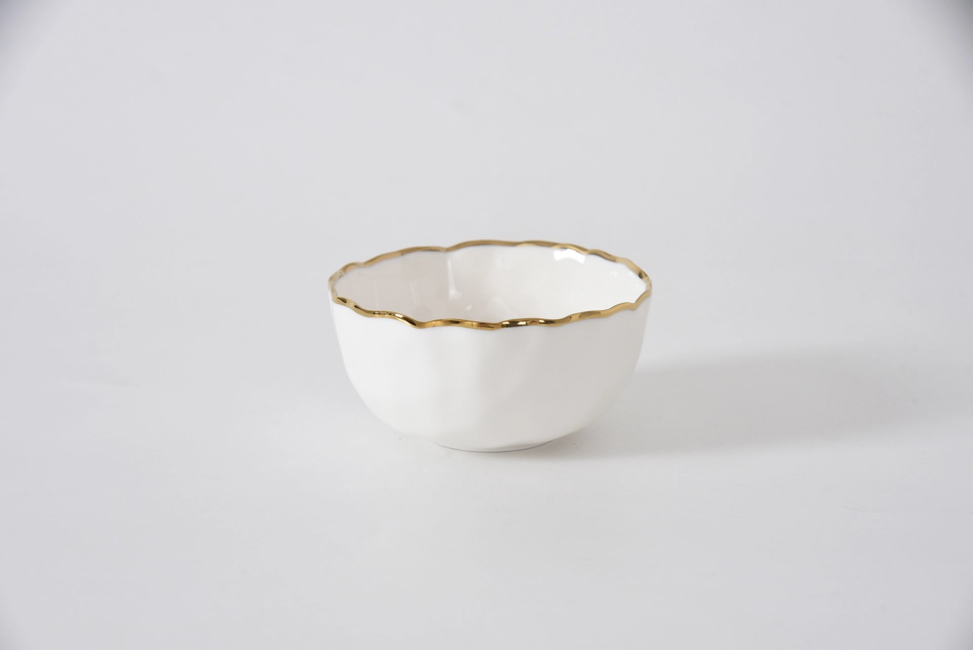 Gold Trim Porcelain Bowls & Dessert Sauces Set