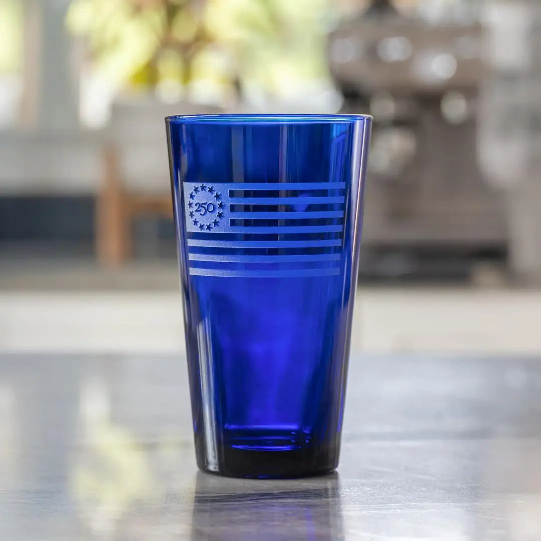 America250™ Betsy Ross Flag 17oz Cobalt Pint Glass