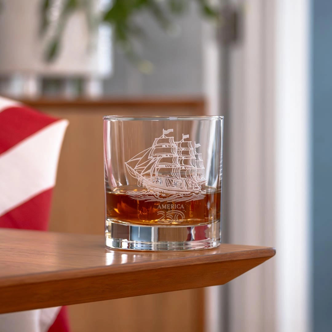 America250™ Tall Ship 10oz On the Rocks Whiskey Glass