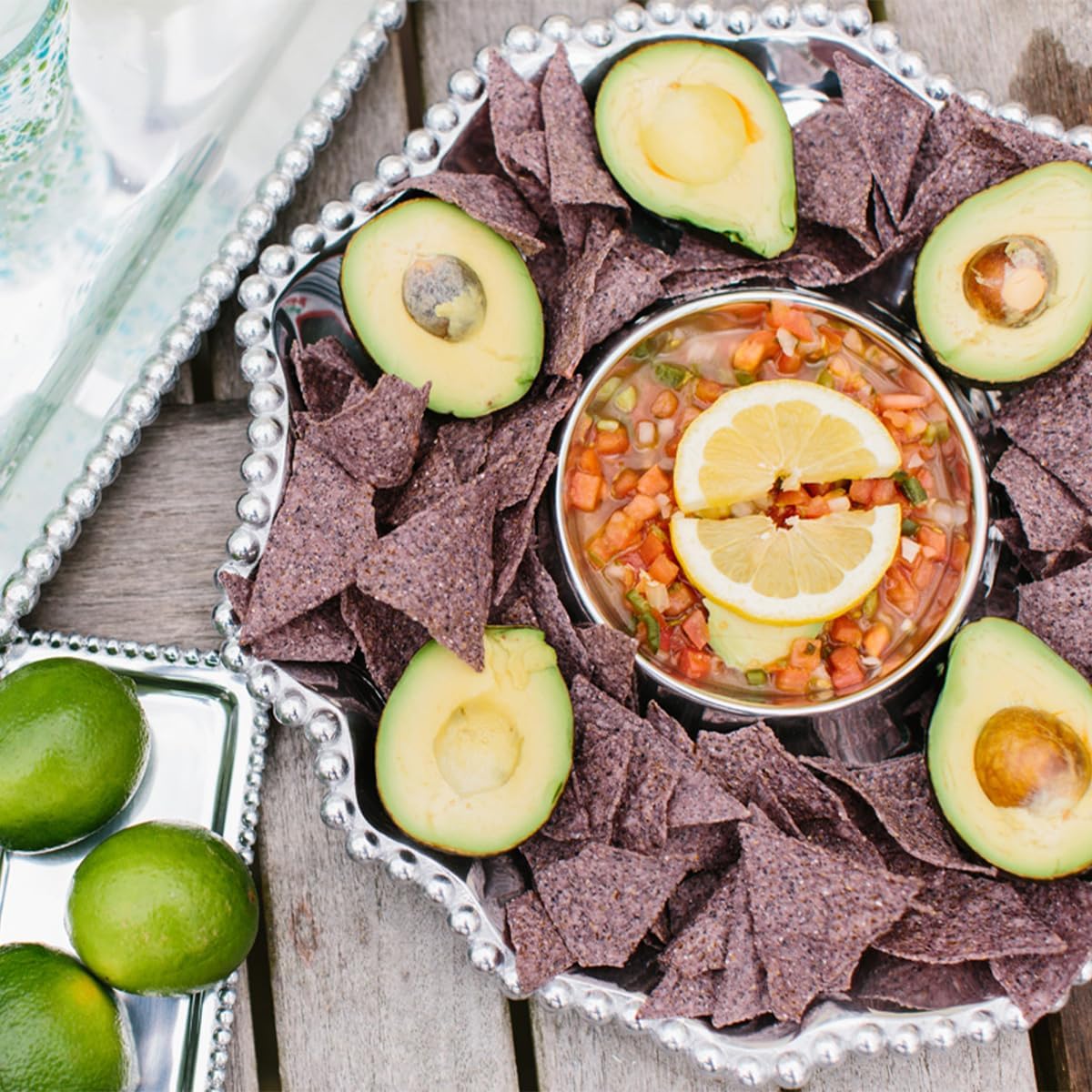 Pearled Chip & Dip Dish