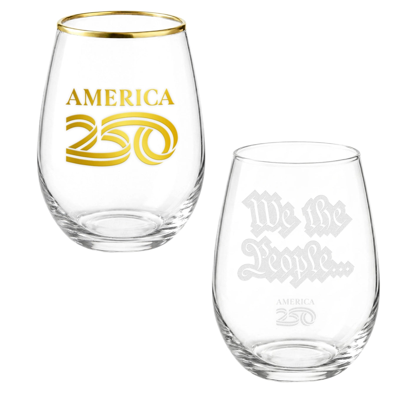 15 oz America 250 Stemless Wine Glass - Officially Licensed