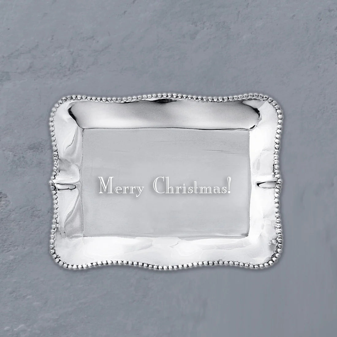 "Merry Christmas!" Pearl Rectangular Engraved Tray