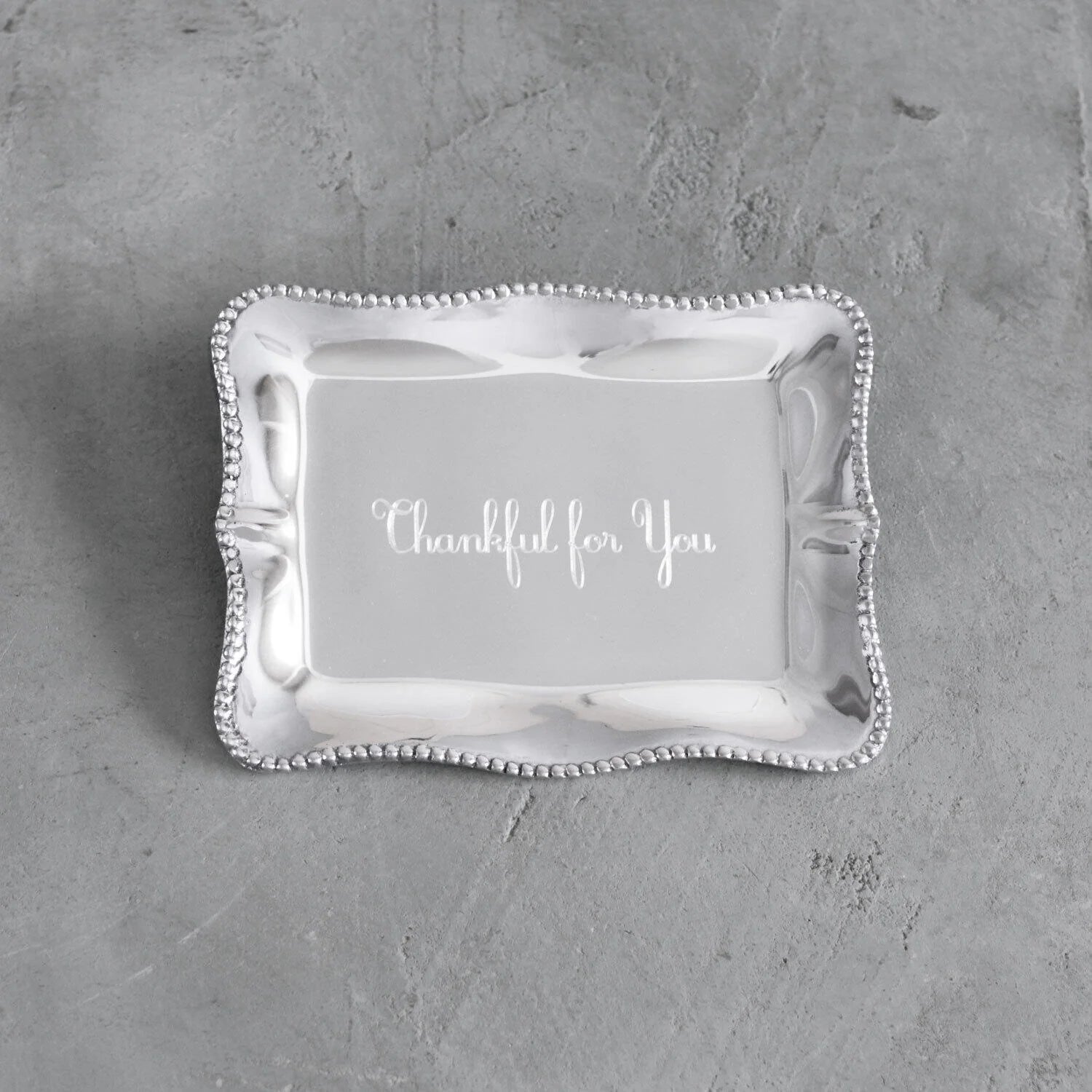 Pearl Denisse Rectangular Engraved Tray - Thankful for You - Thumbnail 2