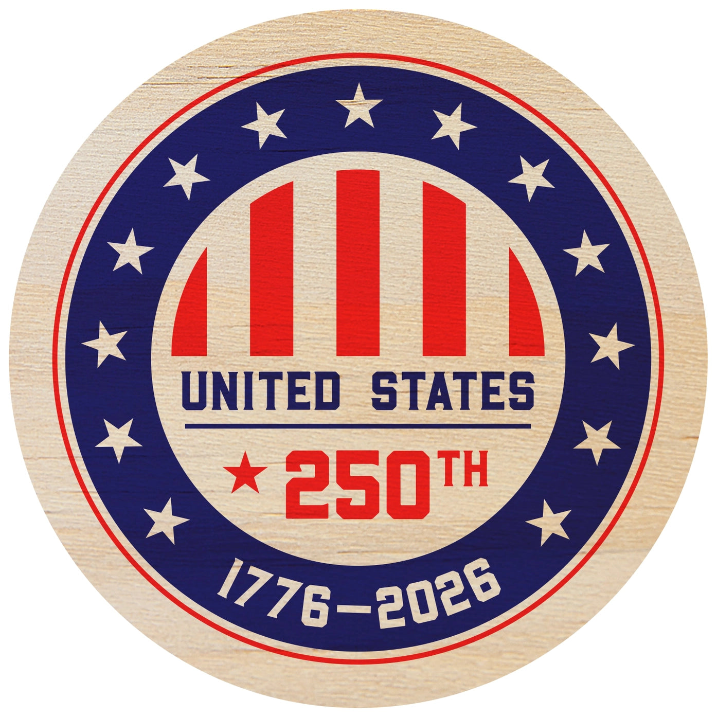 America 250 Wood Coaster & Patriotic Tootsie Pops Set