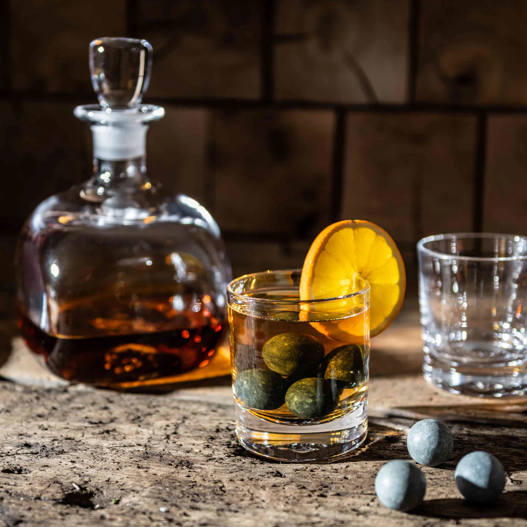 Simon Pearce Woodbury Decanter & Whiskey Stones Set