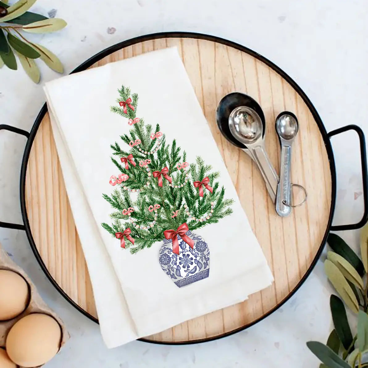 Evergreen Kitchen Candle & Tea Towel Set