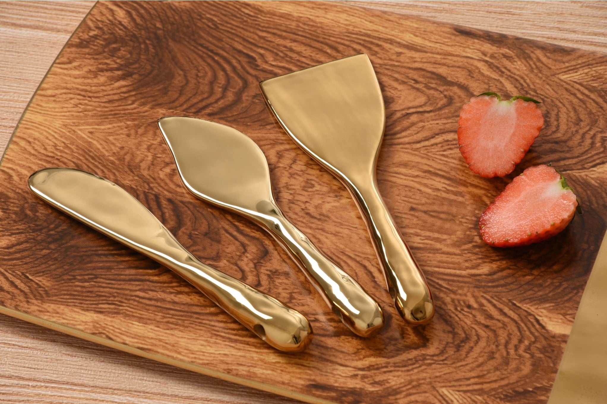 Gold Cheese Knives, Set of 3