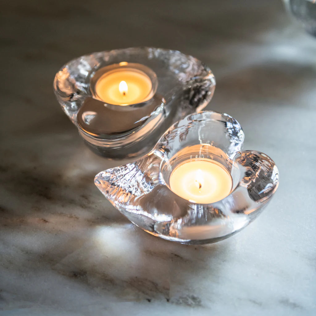 Simon Pearce Twist Heart Tealights Set