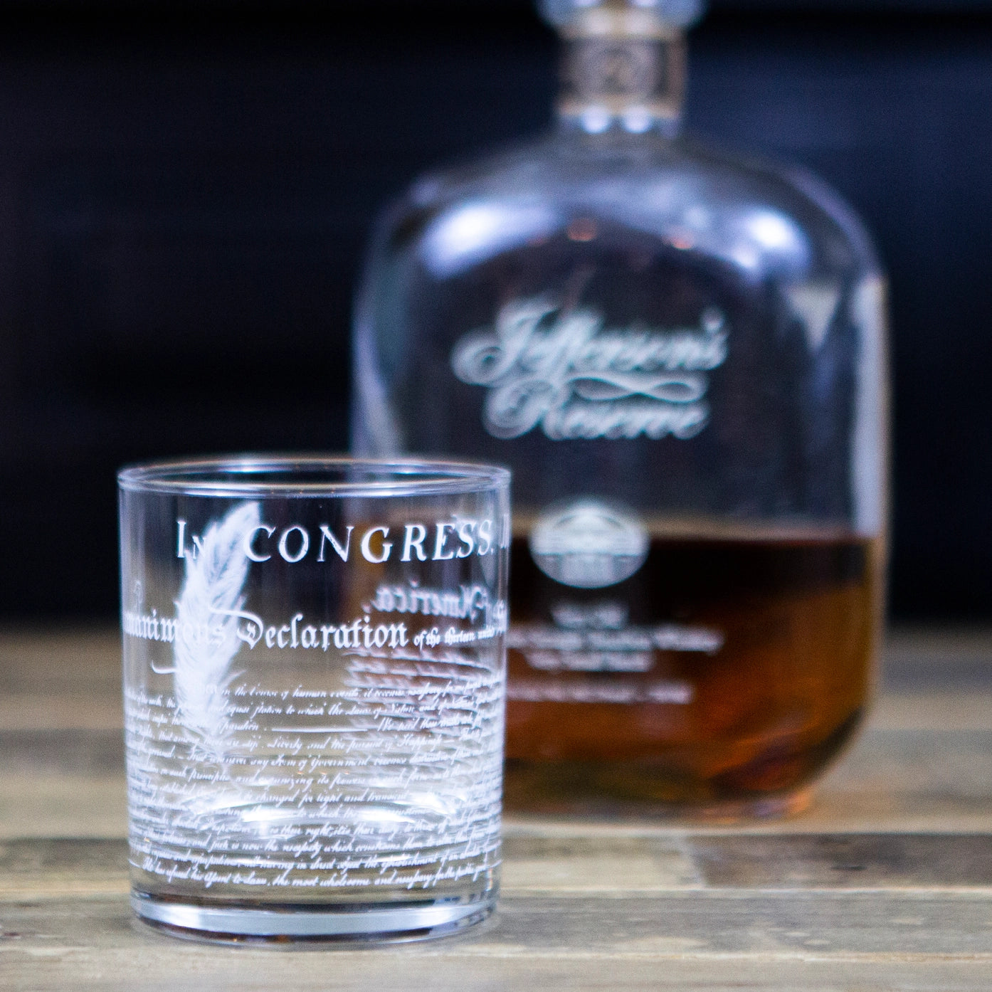 Declaration of Independence Whisky Glass & Leather Coaster Set