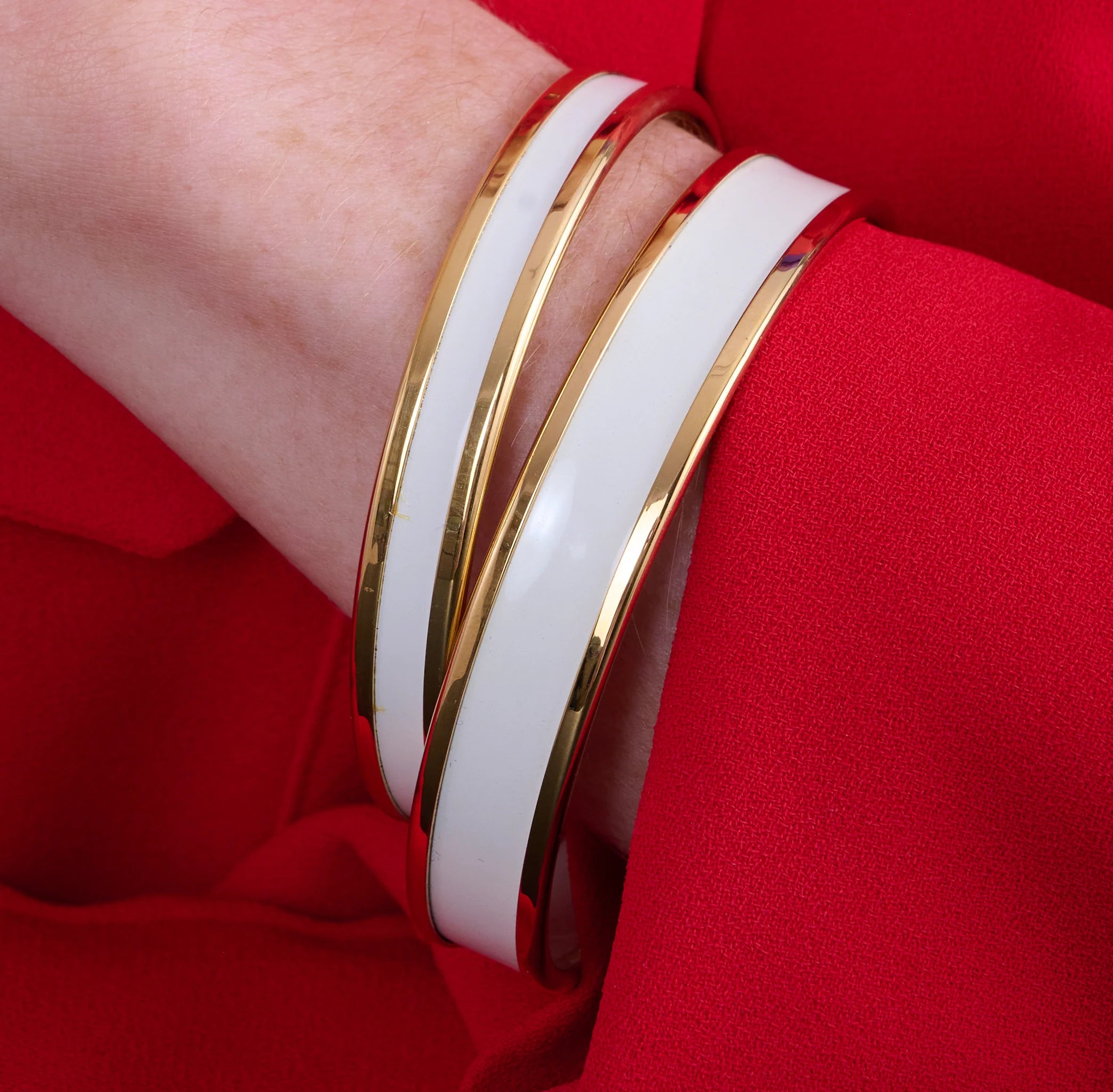 Cream & Gold Enamel Bangle