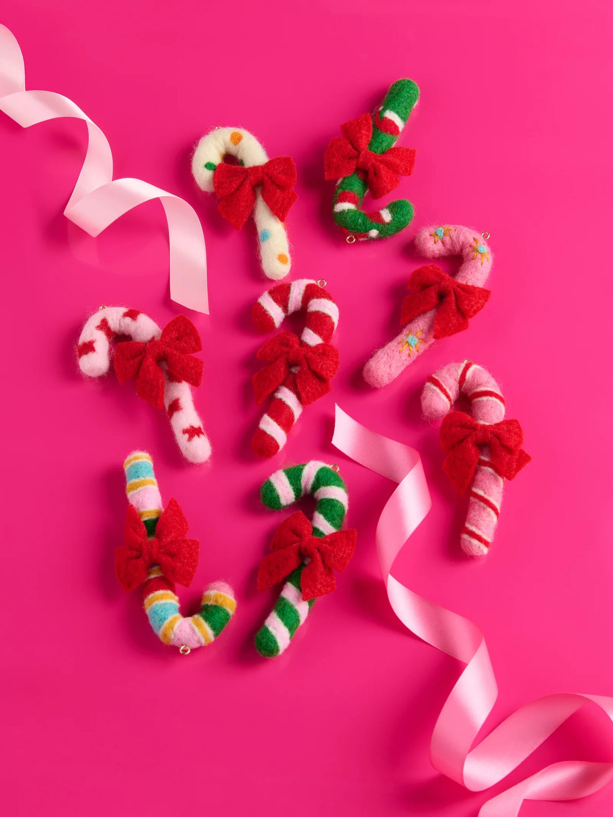 Shiraleah Assorted Wool Candy Cane Ornament Set
